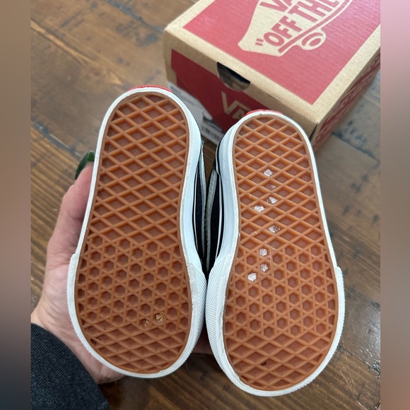 Vans Kids Black and White Velcro Sneakers - Picture 3 of 4